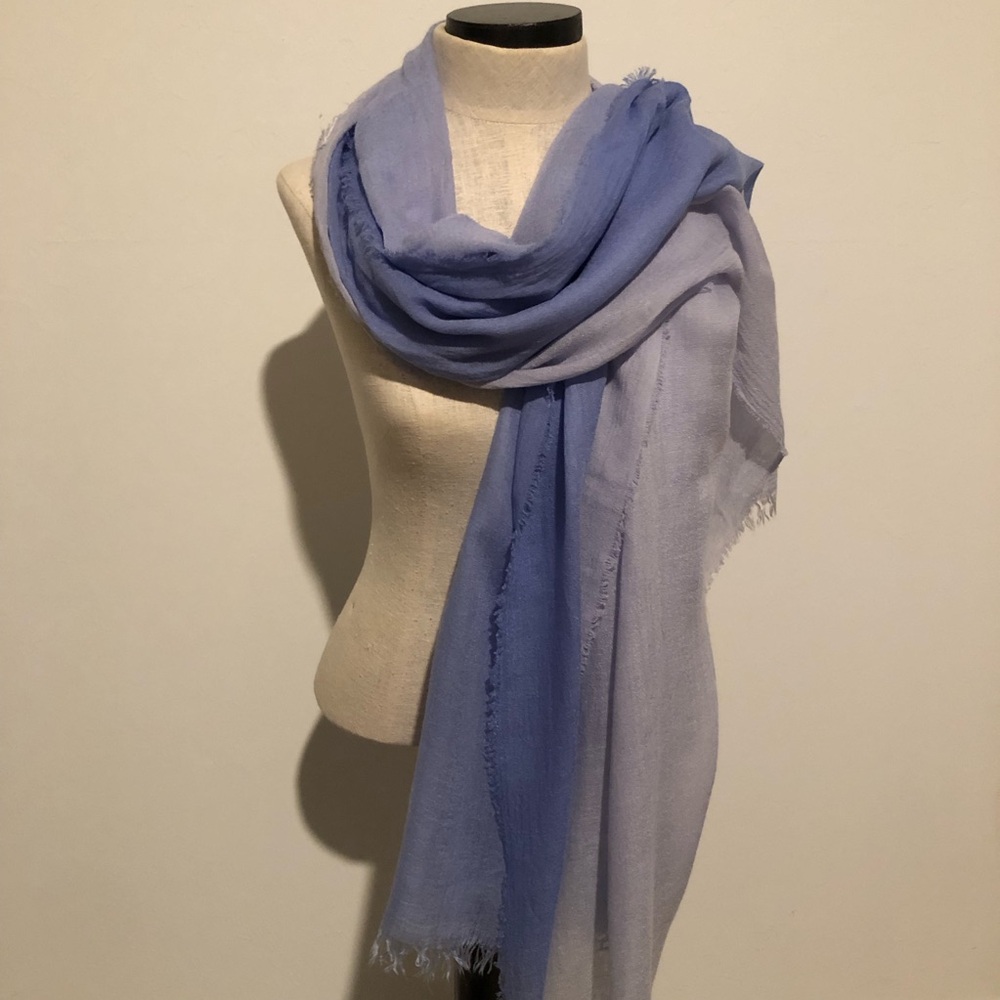 Elegant Blue Ombre Sheer Scarf Wrap